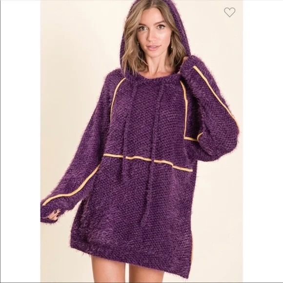 Ces Femme Purple Fuzzy pullover Hoodie - Picture 6 of 11